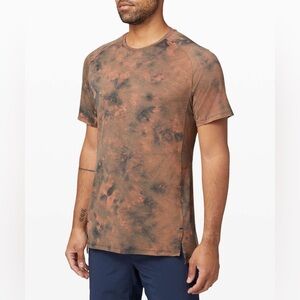 🧡🩶 Lululemon Men Always Agile Short Sleeve Diamond Dye Sedona Sunset Tee Shirt